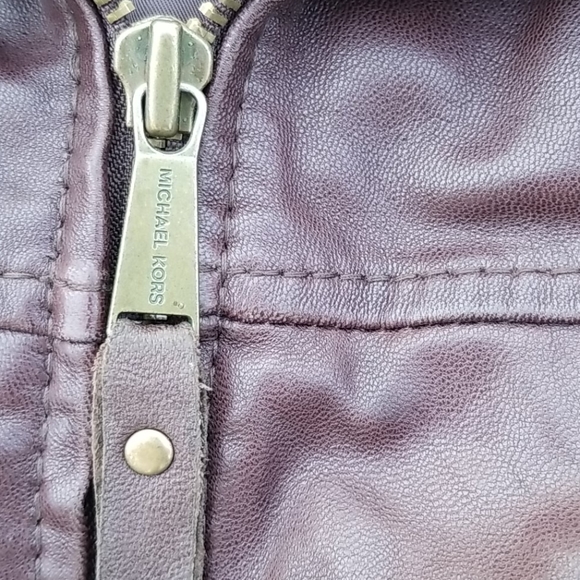 Michael Michael Kors Brown Leather Jacket quilted lining - Picture 4 of 10